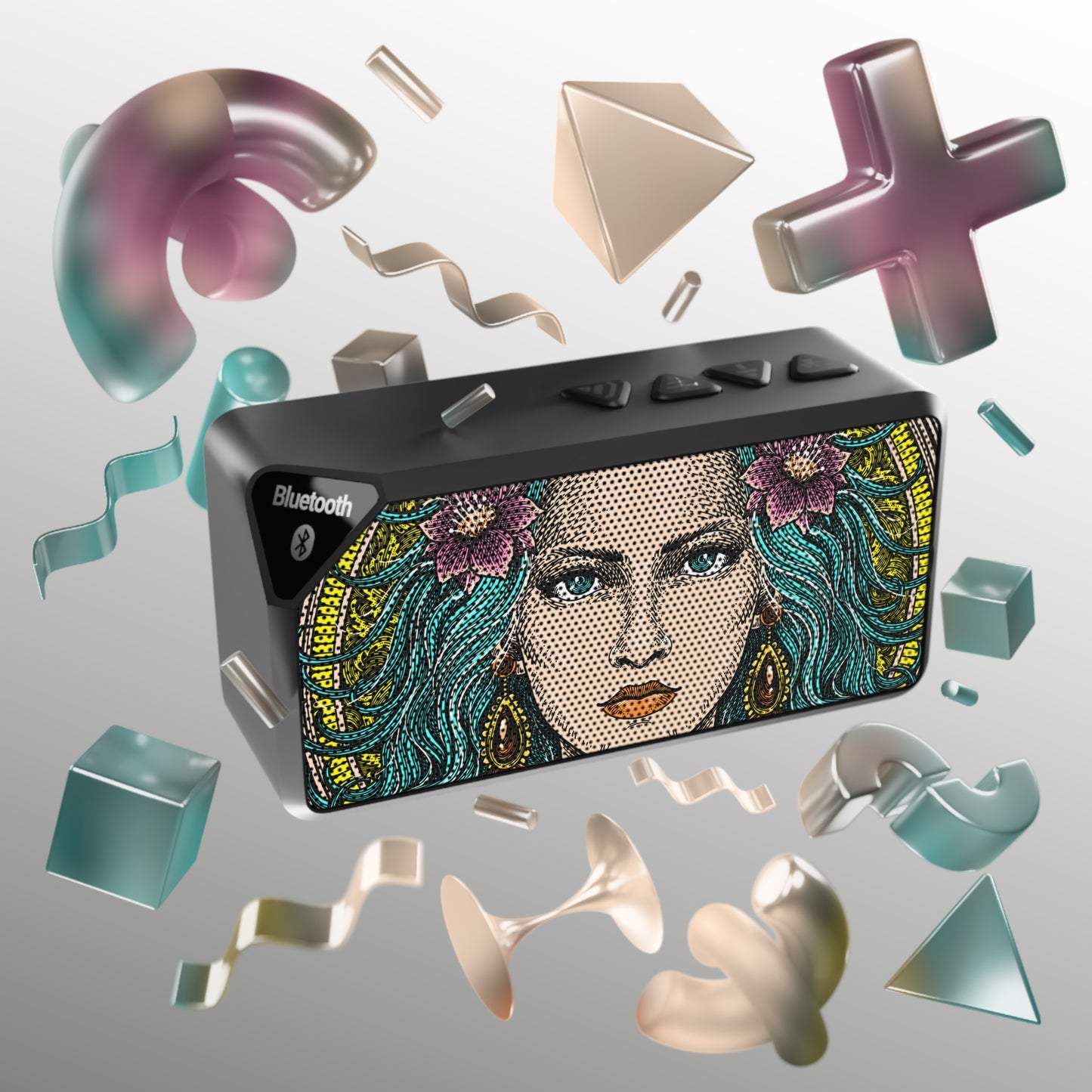 Bluetooth Speaker — Floral Goddess Portrait Design