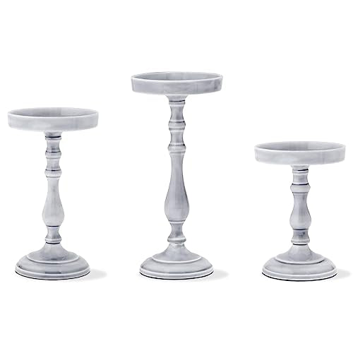 Grey Candle Holder Candle Stand, Set of 3 Candle Holders