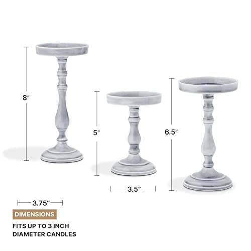 Grey Candle Holder Candle Stand, Set of 3 Candle Holders