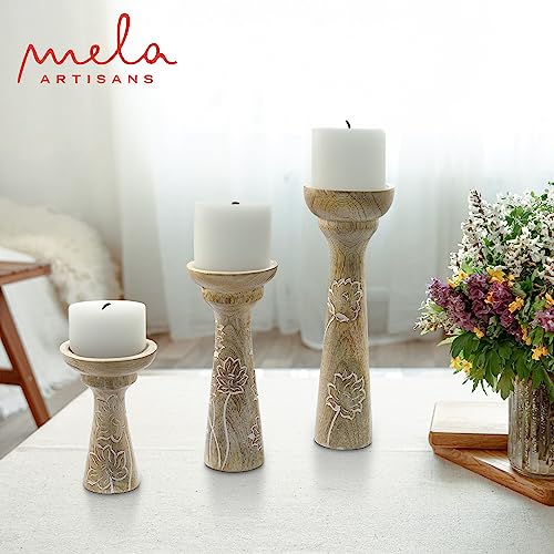 Lotus Vine Wooden Candle Holders Pillar for Table Centerpiece - Modern Candle Stand - 6", 9", 12"